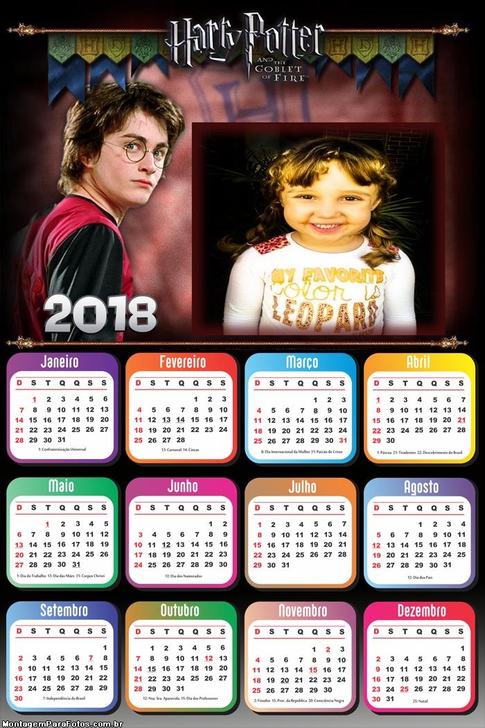 Calendário 2018 Harry Potter