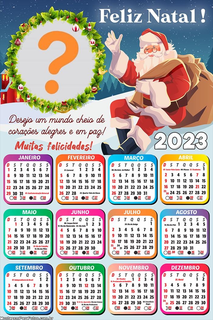 Calendário 2023 Desejo um Mundo cheio de Corações Montagem