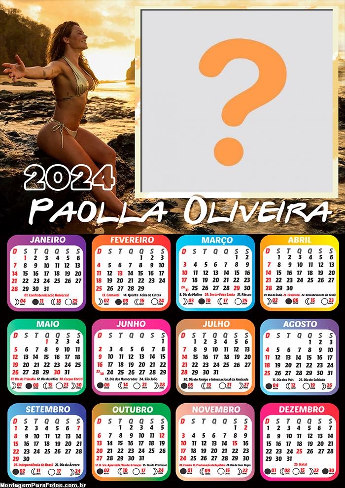 Calendário 2024 Paolla Oliveira Colagem Online