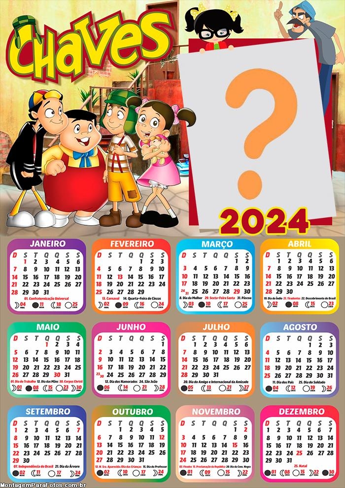 Calendário 2024 Personagens Chaves Infantil Foto Grátis