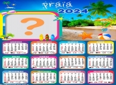 Calendário 2024 Praia Tema Infantil Montagem de Foto Grátis