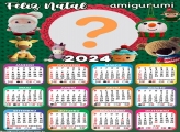 Calendário 2024 Papai Noel Amigurumi Colagem Foto Montagem