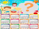 Calendário 2024 Praia Infantil Montagem de Foto