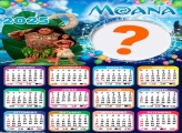 Calendário 2025 Aniversário Moana Colagem Online Grátis