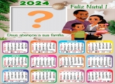 Colar Foto e Imprimir Calendário 2024 Feliz Natal Deus Abençoe a sua Família