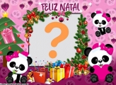 Panda Rosa Feliz Natal Montagem Fotos Grátis