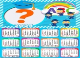 Moldura Calendário 2025 Crianças Formatura Azul