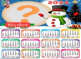 Colagem de Foto Calendário 2024 Feliz Natal Boneco de Neve