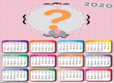 Calendário 2020 Elefantinho Rosa e Cinza