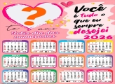 Calendário 2026 Tudo Que eu Sempre Desejei Dia dos Namorados Colar Foto Online