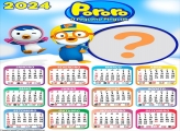 Calendário 2024 Pororo O Pequeno Pinguim Infantil Colagem de Foto