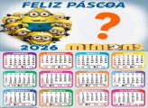 Calendário 2026 Feliz Páscoa Minions Juntar Foto Online