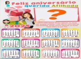 Calendário 2025 Feliz Aniversário Madrinha para Afilhada Colagem de Foto