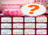 Calendário 2026 Feliz Aniversário para Vovó Colar Foto Online