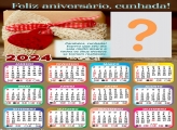 Calendário 2024 Feliz Aniversário Cunhada Foto Montagem Online