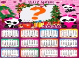 Calendário 2026 Feliz Natal Panda Rosa Montagem de Foto