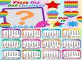 Calendário 2024 Feliz Dia das Crianças Pop It Color Infantil para Imprimir