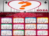 Calendário 2026 Mensagem Dia dos Namorados Montagem de Foto