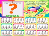 Calendário 2026 Feliz Aniversário Sorte de Conhecer Frase Juntar Foto Online