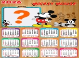 Calendário 2026 Mickey Vintage Colagem de Fotos