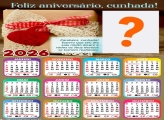 Calendário 2026 Feliz Aniversário Cunhada Montar Foto Grátis