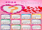 Emoldurar Foto Online Calendário 2024 Corações Tema