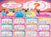 Calendário 2026 Feliz Páscoa Princesas da Disney Foto Colagem