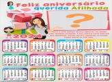 Calendário 2024 Feliz Aniversário Madrinha para Afilhada Juntar Foto Grátis