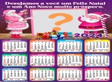 Calendário 2024 Papai Noel Cor de Rosa Colar Foto e Imprimir