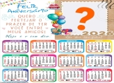 Calendário 2026 Feliz Aniversário entre Meus Amigos Colagem Online