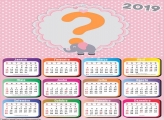 Calendário 2019 Elefantinho Rosa e Cinza