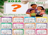 Calendário 2026 Feliz Natal Deus Abençoe a sua Família Foto Montagem