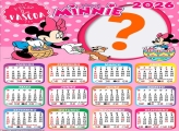 Calendário 2026 Feliz Páscoa Minnie Foto Moldura