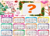 Calendário 2026 Feliz Natal com Muito Amor Foto Moldura