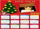 Calendário 2018 Cartão de Natal