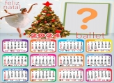 Calendário 2024 Feliz Natal Ballet para Imprimir Grátis