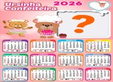 Calendário 2026 Ursinha Confeiteira Montar Foto Grátis