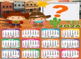 Calendário 2026 Faroeste Infantil Foto Colagem