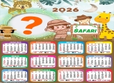 Calendário 2026 Safari para Meninas Montagem de Foto