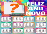 Calendário 2025 Feliz Ano Novo Colorido para Montagem de Foto