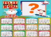 Calendário 2026 Papai Noel Surfista Fazer Colagem Grátis