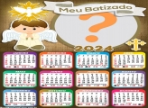 Calendário 2024 Meu Batizado para Meninos para Foto Colagem