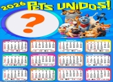 Calendário 2026 Pets Unidos Foto Moldura