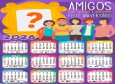 Foto Calendário 2026 Feliz Aniversário entre Amigos Grátis