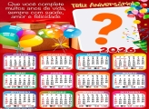 Calendário 2026 Frase de Feliz Aniversário Foto Moldura
