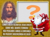 Foto Moldura Grátis Papai Noel Adorando Jesus