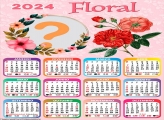 Calendário 2024 Criar Online Foto Moldura Floral
