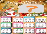 Calendário 2023 Feliz Natal Papai Noel e Rena Montar e Imprimir