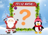 Papai Noel e Pinguim Cute Montagem de Fotos Online