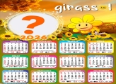 Calendário 2026 Girassol Tema Infantil Colagem de Fotos